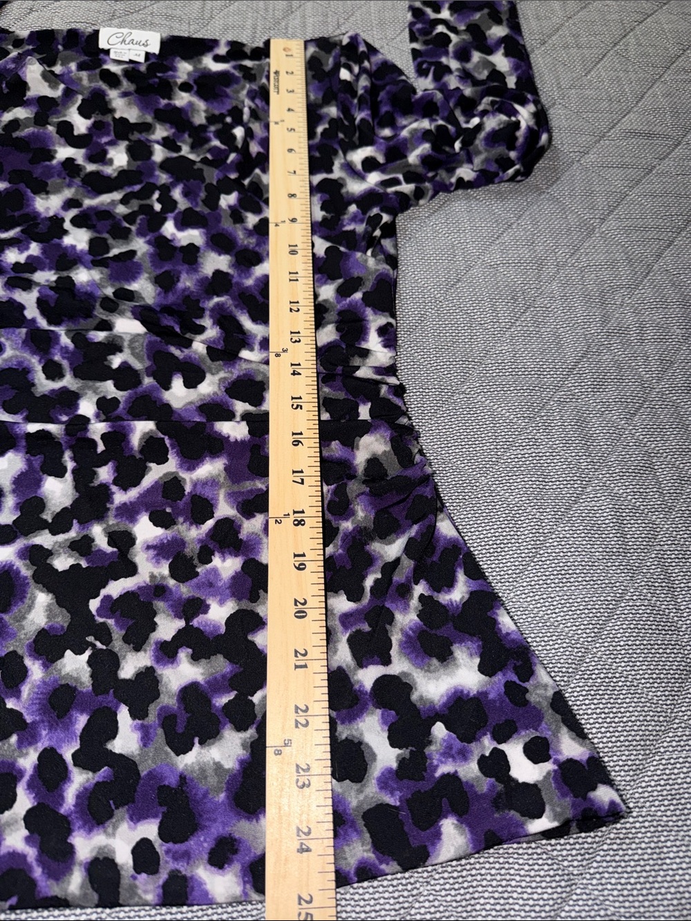 Chaus Purple and Black Leopard-Print Draped Long Sleeve Top - Picture 8 of 8